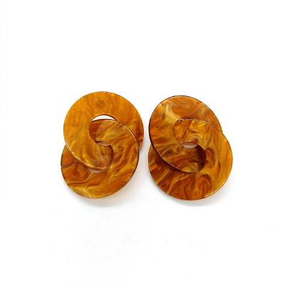 China BOHEMIA Acrylic Tortoiseshell Earrings Gold Leaf Inlay Earrings Circle Earrings for sale