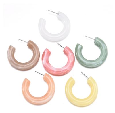 China Trendy color candy color fashion style INS earrings C shape circle acrylic earrings for sale