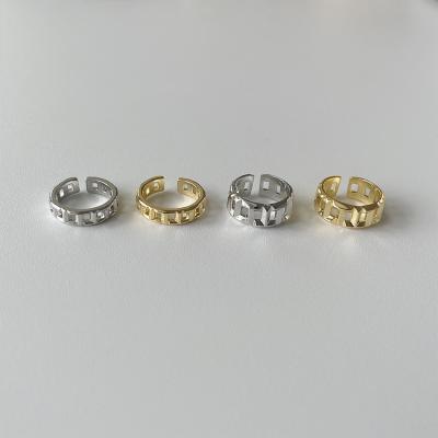 China European and American fashion ring BOHEMIA nipple letter T sterling silver English open ring men's ring for sale