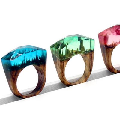 China BOHEMIA Fashion Ring Wood Resin Rings Fashion Accessories Resin Wood Ring For Women for sale