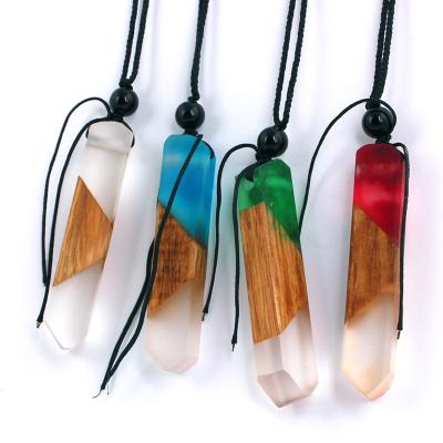 China CLASSIC Color Resin Wood Necklace Wooden Necklace Children Splicing Pendant Necklace Have Stock for sale