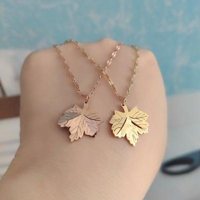 China Titanium Steel Leaf Necklace BOHEMIA Maple Branch Necklace Leaf Necklace Cute BOHEMIA Leaf Clavicle Chain Forest Link Gift Necklace for sale