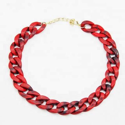 China Xus Occident Style Fashionable Multi Color Acrylic Mixed Long Plastic Chain Necklace for sale