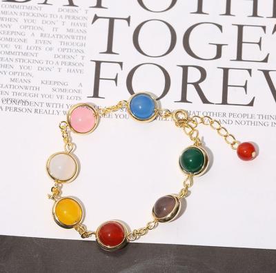 China Simple Circle Crystal Vintage Agate Bracelet Candy Color Agate Bracelet Girlfriends for sale