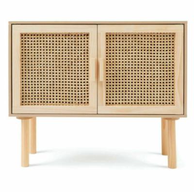 China New Rattan Adjustable Sideboard Cabinet Cane Solid Timber Wood (Other) Handmade Natural Woven Cupboard for sale