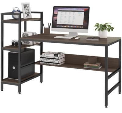 China Assembled Laptop Desk Computer Desk with 4 Tier Storage Shelves Student Study Table with Shelf Desk for sale