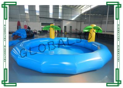 China Blue Inflatable Water Pool , Round Inflatable Swimming Pool With Coconut Tree for sale