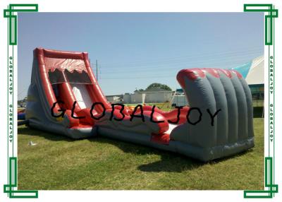 China CE Inflatable Red Water Slide , Children Inflatable Wet Slide With Pool for sale