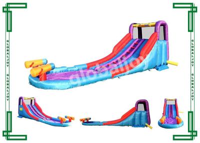 China Kids Inflatable Slide With Water Gun , Commercial Water Slide With Pool for sale