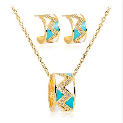 China CLASSIC Rhinestone Gold Plated Lightning Design Alloy Enamel Jewelry Set For Women Gift for sale