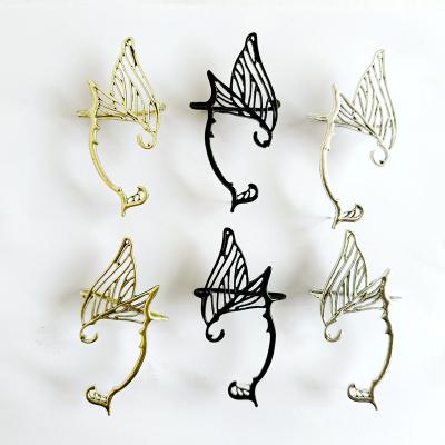 China Vintage Factory Wholesale Retro Alloy Hollow-out Butterfly Wings Elf Cuff Earrings For Women for sale