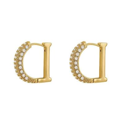 China Fashion MOXI TRENDY Letter D Shape With Full Rhinestone Design Alloy Stud Earrings For Women Gift for sale