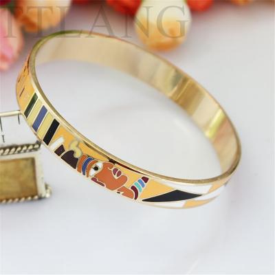 China Customization CLASSIC Wholesale Gold Plated Pharaoh Design Enamel Jewelry Copper Bracelets for sale