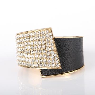 China FASHIONED Trendy Exaggerated Rhinestone Diamonds Wide Band Bracelets For Women 4 Colors Available for sale