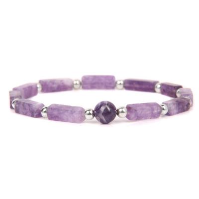 China TRENDY Natural Amethysts Bracelet Set Body-to Purify Slimming Bracelets Weight Loss Yoga Meditation Healing Stone Jewelry for sale