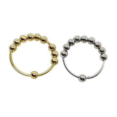 China Stainless Steel Ring Decompression Anxiety Ring popular Amazon punk rotating ball for sale