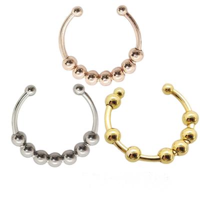 China Newest Stainless Steel Amazon Decompression Ball Punk Adjustable Rotating Worry Rings Openable Ring for sale