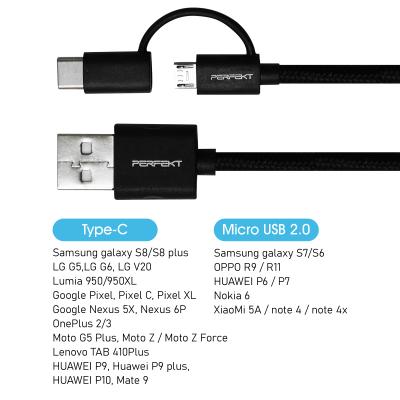 China Mobile Phone Micro USB To B+Type-C Cable 1.2m Supports 3A Charging for sale