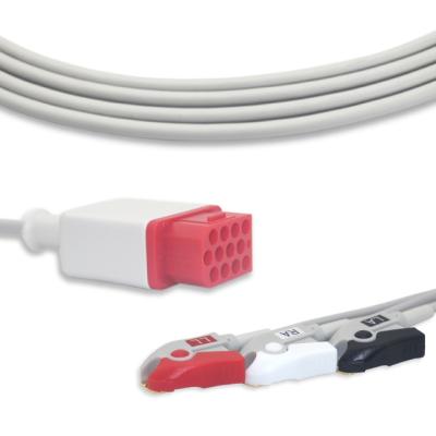 China Bionet Soft (146K) BM5 3 leads AHA Fixed-Pinch ecg cable for sale