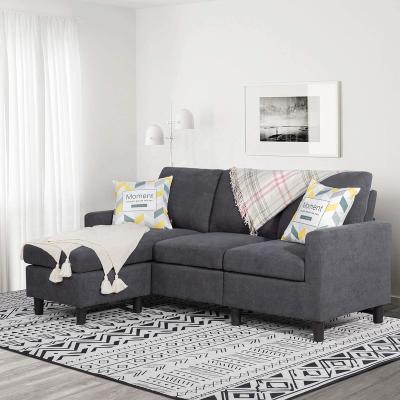 China OLX 3-Seat Sofa Sectional Extended Sectional Sofa Couch Modern Linen Fabric L-Shaped Couch With Reversible Convertible for sale