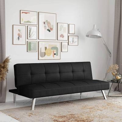 China OLX Black Fabric Stretched Futon With Cup Holder Home Theater Sofa Bed Living Room Furniture for sale