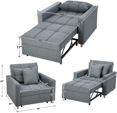 China OLX Bed 3-in-1 Convertible Chair Bed Multifunctional Adjustable Chair Recliner Sofa Bed for sale