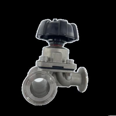 China Food Manual Stainless Steel Pharmaceutical Sanitary Three Way T-Shaped Welded Diaphragm Valve for sale