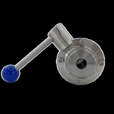 China Food Butterfly Valves Stainless Steel Welding 304 316L Sanitary Handle Pull Butterfly Valve for sale