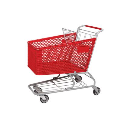 China Mini Small Foldable Portable Supermarket Plastic Wheeled Folding Shopping Trolley Eco-friendly Wholesale for sale