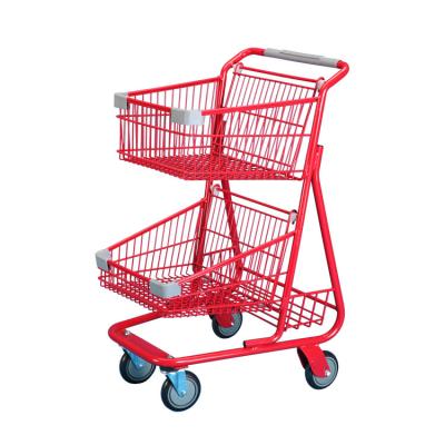 China Shopping Trolley - Professional 2-Tier Supplier Retail Store Trolley Shopping Trolley - Eco-Friendly Double Layers Brand New Supermarket for sale