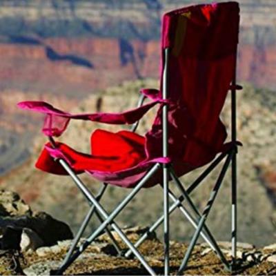 China Simple Folding Quik Chair Portable Folding Chair with Arm Rest Cup Holder and Carry and Storage Bag for sale