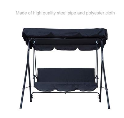 China Outdoor Sturdy Powder-Coated Steel Frame W/Canopy Top Finish Outdoor Seat Cushion Hammock Swing Furniture 3 Person Decor Furniture - Black for sale