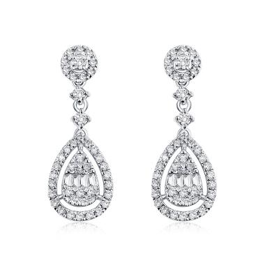 China 2021 Trendy New Arrival Trendy Real Jewelry 14k 18k Gold Wands Pear Shape Diamond Drop Stud Earrings for sale