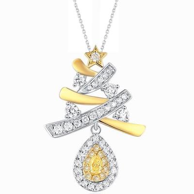 China FASHIONABLE Aesthetic Delicate Jewelry 18k Au750 Real Gold Dangle Flowers Diamonds Pendant Necklace For Women Wedding for sale