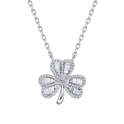 China FASHIONABLE hot Amazon sale 14k 18k soild gold leaf clover clover diamond necklace for ladies for sale