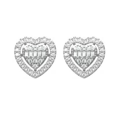 China Classic Hot Selling Jewelry 14k 18k White Gold Fine Elegant Natural Diamond Heart Stud Earrings For Ladies Present for sale