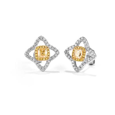 China Fashion new arrival cute jewelry 14K 18K real gold BAROLI yellow cushion moissanite diamond stud earrings for women for sale