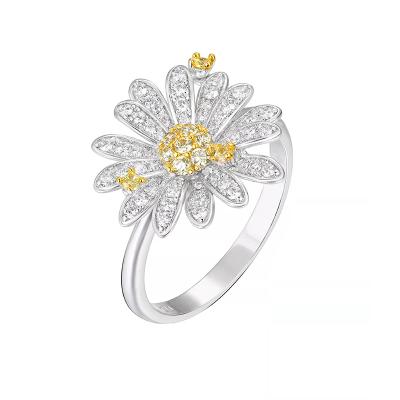 China NEW BAROLI FASHION Real Fashion Jewelry 14k 18k White Gold Diamond Sunflower Custom Rings For Women 2022 for sale