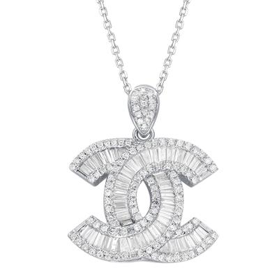 China 2021 hot sale new arrival jewelry 18k white gold fashion CLASSIC real diamonds letter capital necklace for women for sale