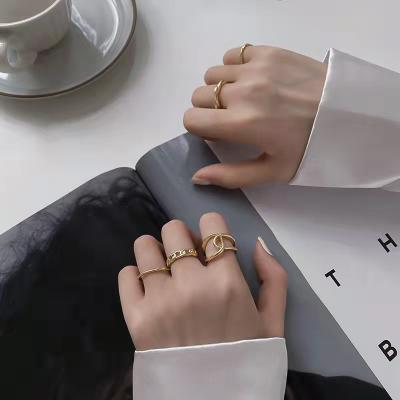 China Baroli Crescent Gold Statement Nickel Free Adjustable Rings For Women Simple Minimalist Ball Open 18K Gold Ring for sale