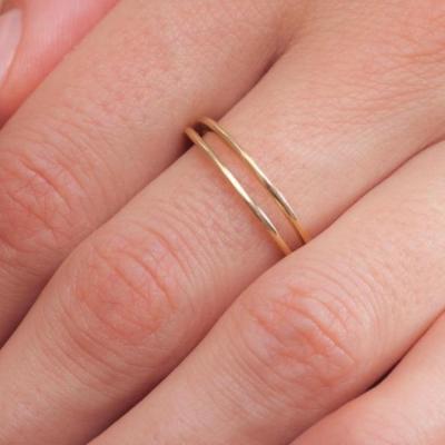 China Baroli Nickel Free Hollow Layer Double Couple Brass Jewelry Rings For Women 18K Gold Plated Chunky Knuckle Ring for sale