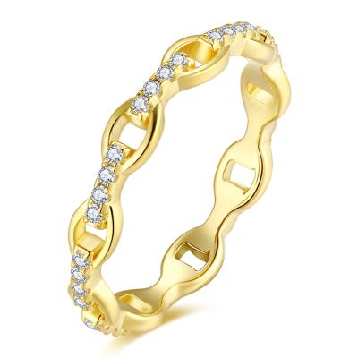 China BAROLI Fashionable Nickel Free 18k Gold Plated Delicacy Hollow Out Ring Women Jewelry Eternity Ring anillos de plata Zircon Layer for sale