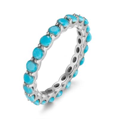 China BAROLI 925 Sterling Silver Turquoise Zircon Rings Nickel Free Stone For Women 18k Gold Plated Rings Not To Tarnish for sale