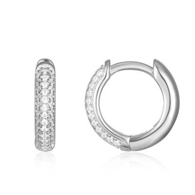 China 2021 Tasty Hot Sale Cute BAROLI Amazon Jewelry 925 Full Diamond Hoop Huggie Earring For Women Sterling Silver Gold Plated Pave for sale