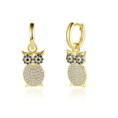 China BAROLI Cute Animal Popular Unique Designs 925 Owl Shape Drop Silver Huggie Earring For Jewelry Making for sale