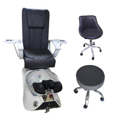 China Modern Professional Wholesale Nail Salon Furniture Nail Salon Furniture Magnetic Jet Spa Pedicure Chairs With Glass Bowl for sale