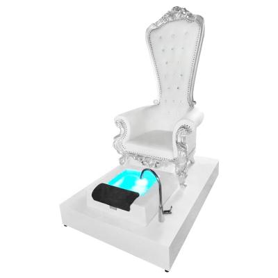 China Luxury Beauty Salon Pedicure Chair Vintage Queen Throne Chair Plumbing No Pump With 7 UV Lights Foot Spa Basin for sale