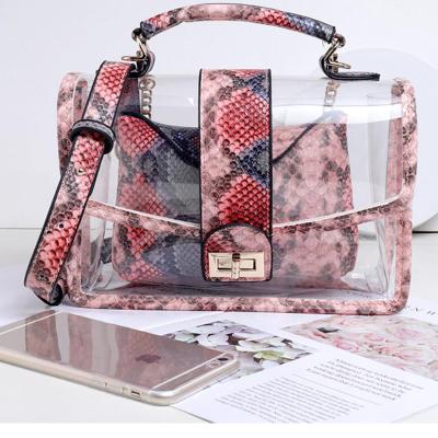 China Handmade PU lady handbag mother daughter bag 2 pieces set purse bag 2021 detachable clear bags women handbags for sale