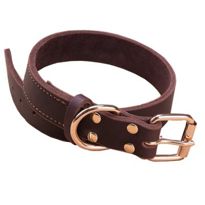 China Luxury Leather Dog Collar Genuine Leather Padded Grain Pet Collars Dog Collars for sale