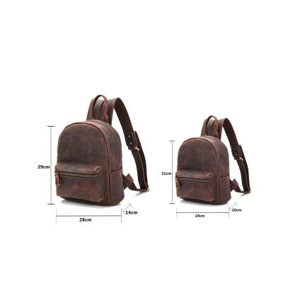 China Classic Vintage Style Horse Leather Handmade Genuine Leather Crazy Backpack Rucksack Bag for sale